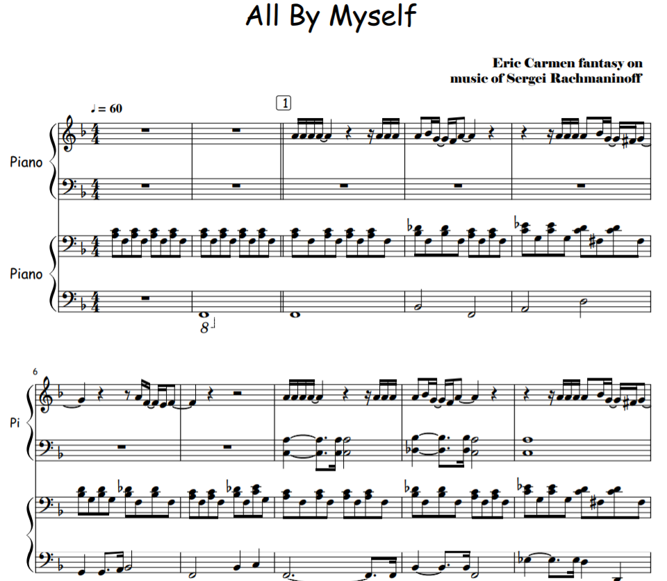 All By Myself piano